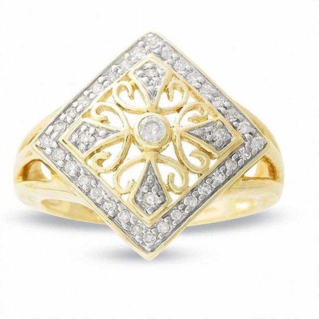 1/4 CT. T.w. Diamond Scroll Frame Ring in 10K Gold