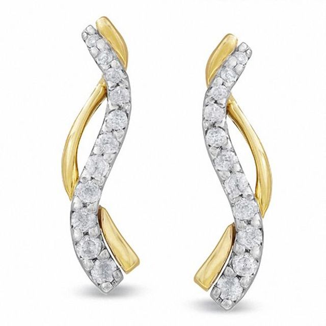 1/3 CT. T.w. Journey Diamond Vine Earrings in 14K Two-Tone Gold