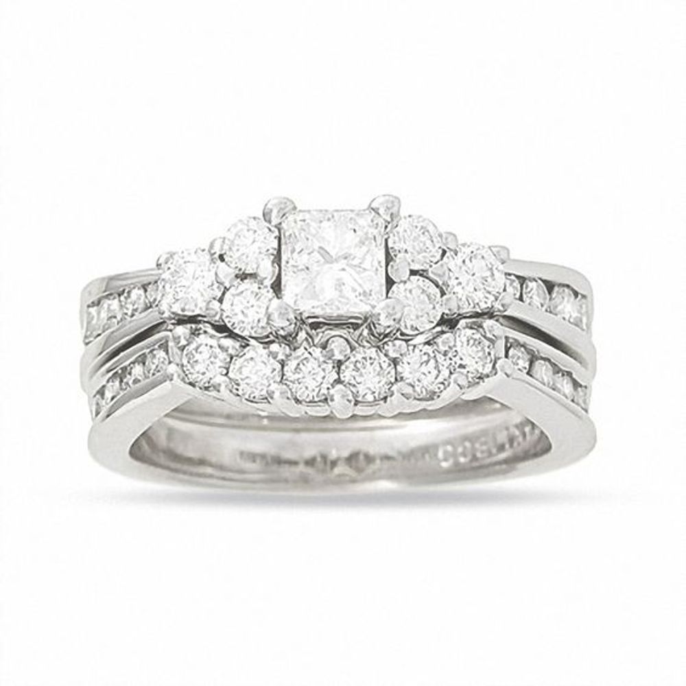 1-3/8 CT. T.w. Princess Cut Diamond Bridal Set in 14K White Gold