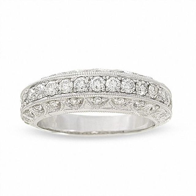 1 CT. T.w. Channel Set Diamond Band with Vintage Sides in 14K White Gold