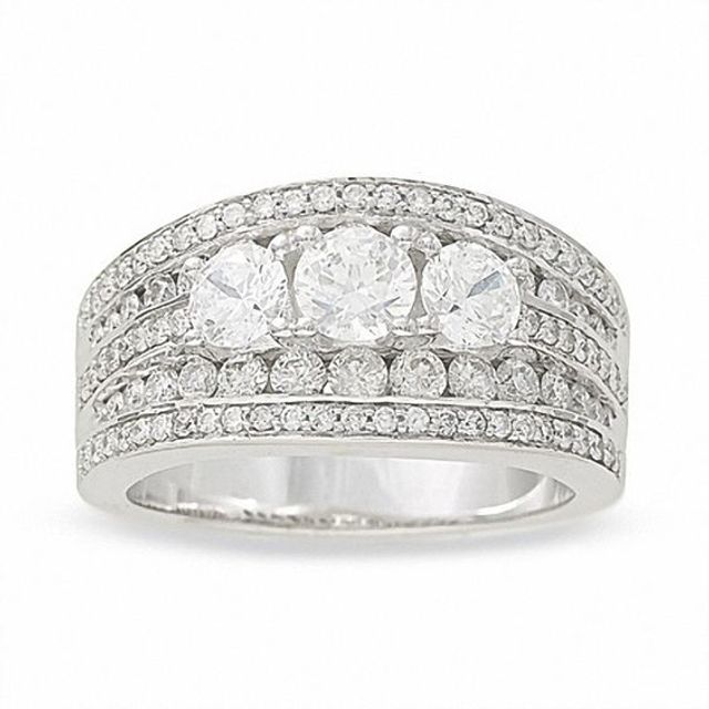 2 CT. T.w. Diamond Past Present FutureÂ® Double Row Ring in 14K White Gold