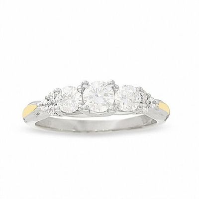 1 CT. T.w. Diamond Three Stone Trellis Ring in 14K White Gold