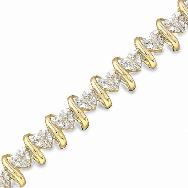 1/5 CT. T.w. Heart-Shaped Diamond S-Link Bracelet in 10K Gold