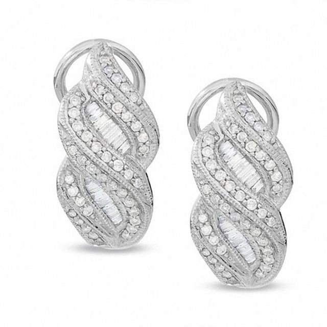 3/4 CT. T.w. Diamond Melee Ribbon Earrings in 14K White Gold