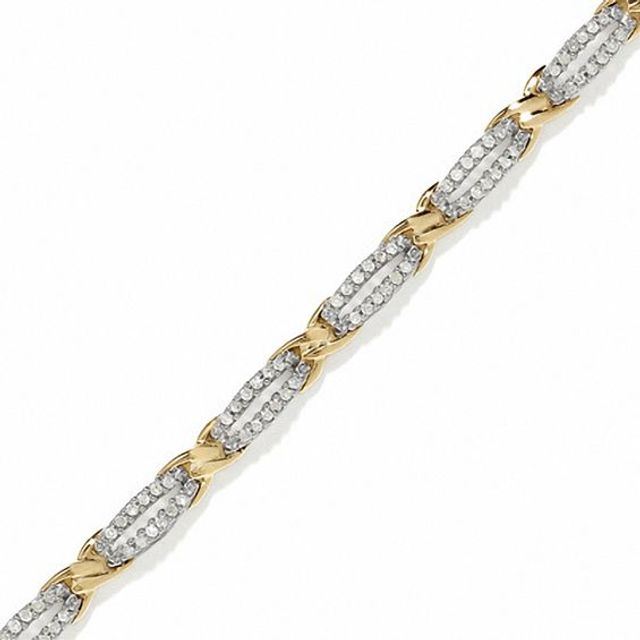 1/2 CT. T.w. Diamond Fashion "X" Bracelet in 10K Two-Tone Gold