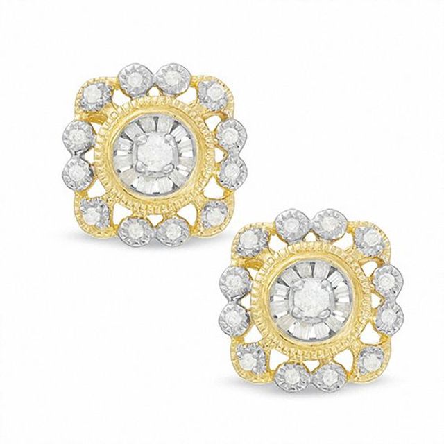 1/3 CT. T.w. Diamond Sun Earrings in 14K Gold