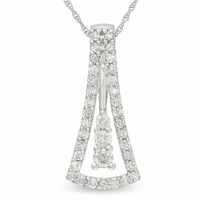 1/2 CT. T.w. Diamond Neck Tie Pendant in 14K White Gold