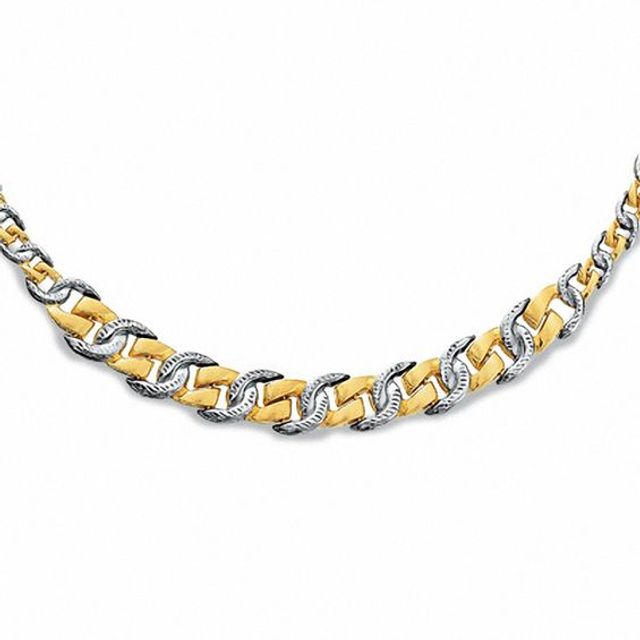14K Two-Tone Gold Horseshoe Link Necklace - 17"