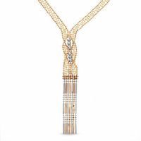 14K Tri-Tone Gold Bead Mini Hula Girl Necklace - 17"