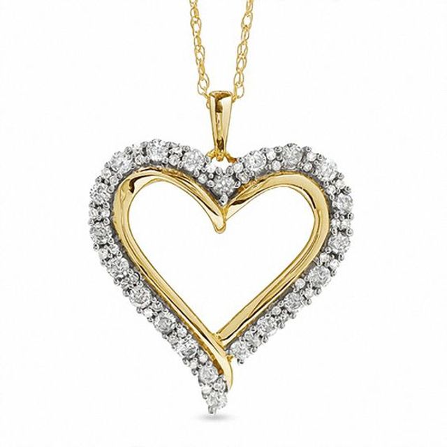 1 CT. T.w. Diamond Heart Pendant in 10K Gold