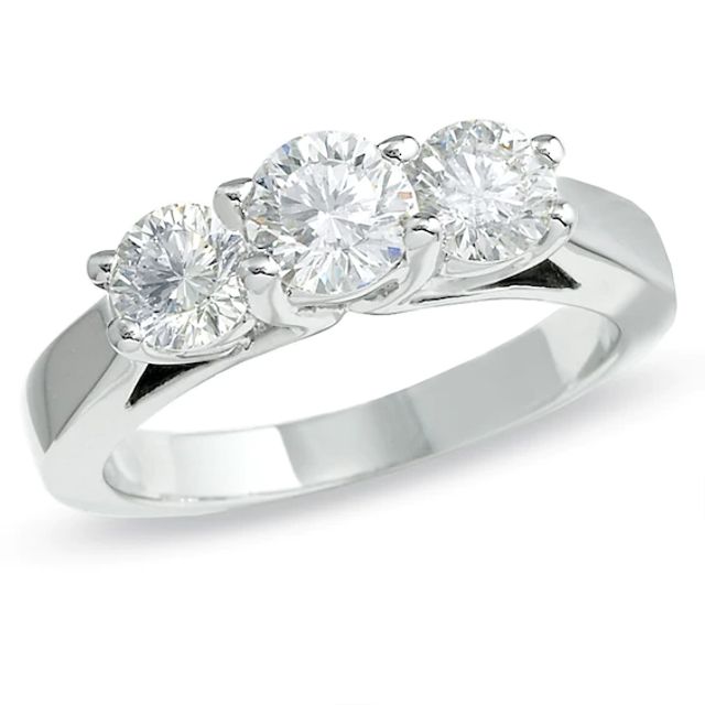 Celebration LuxÂ® 1-1/2 CT. T.w. Certified Diamond Three Stone Ring in 18K White Gold (I/Si2)