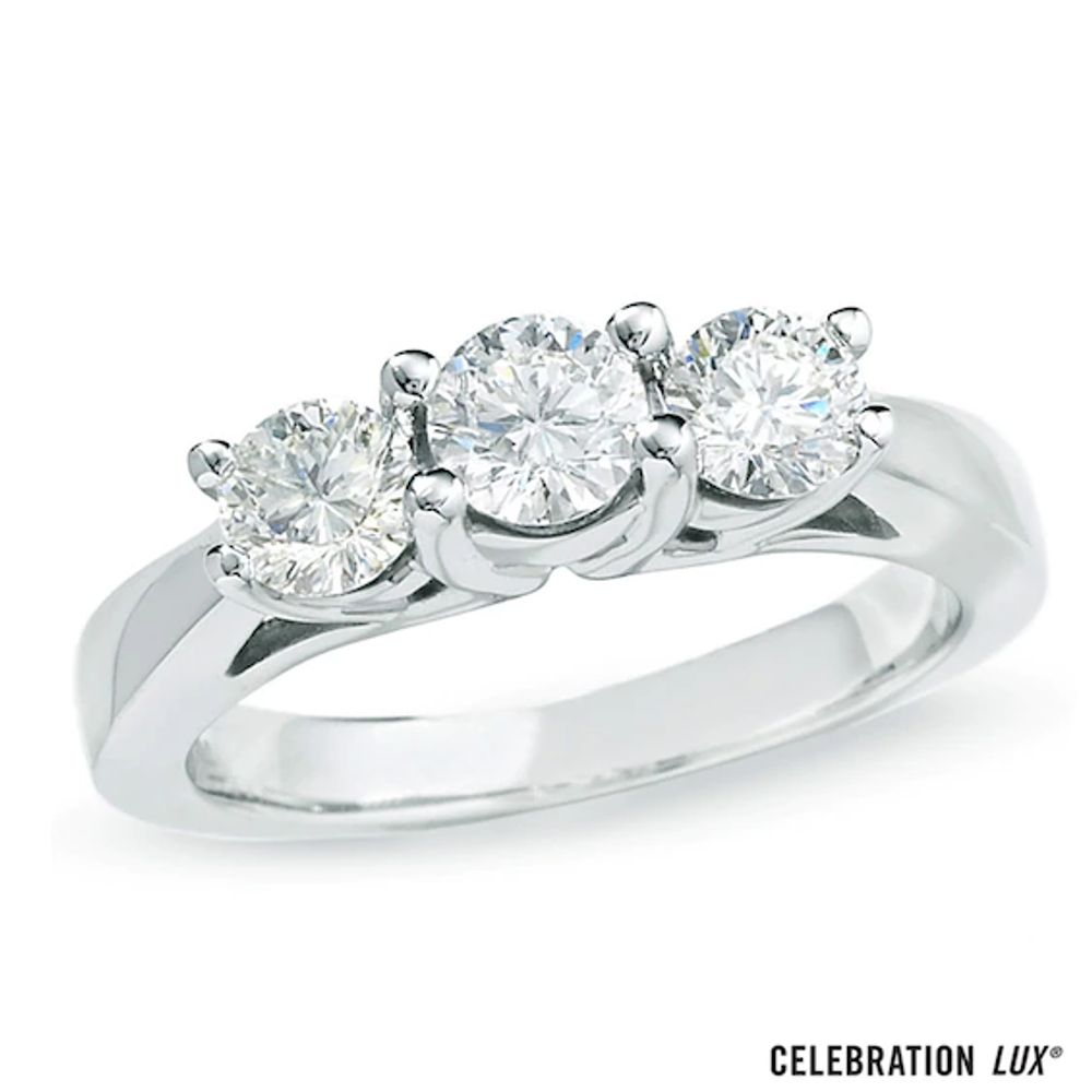 Celebration LuxÂ® 1 CT. T.w. Certified Diamond Three Stone Ring in 14K White Gold (I/Si2)