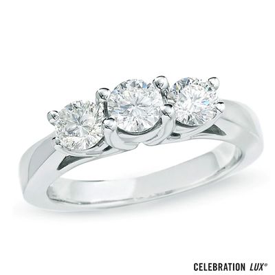 Celebration LuxÂ® 1 CT. T.w. Certified Diamond Three Stone Ring in 14K White Gold (I/Si2)