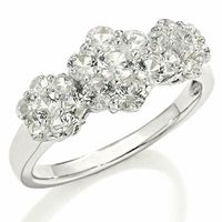 Lab-Created White Sapphire Flower Ring in Sterling Silver