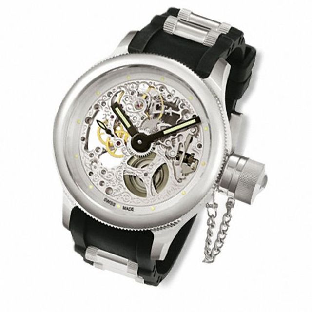 Men's Invicta Russian Diver Automatic Strap Watch with Silver-Tone Skeleton Dial (Model: 3468)