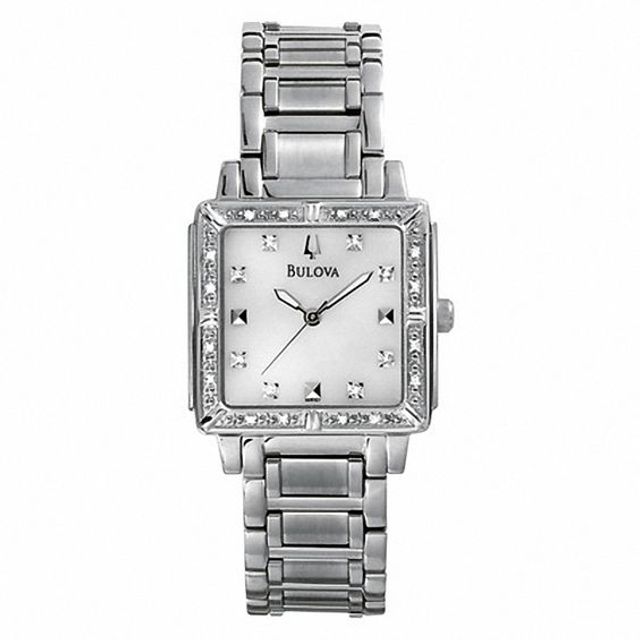 Ladies' Bulova Sport Diamond Accent Watch with Square Mother-of-Pearl Dial (Model: 96R107)