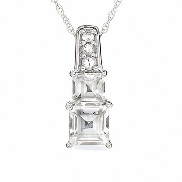 Princess-Cut Lab-Created White Sapphire Pendant in 10K White Gold