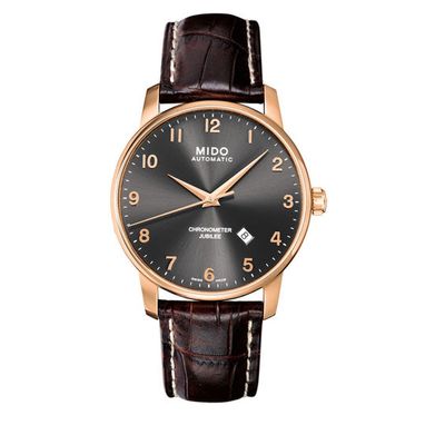 Men's MidoÂ® Baroncelli II Strap Automatic Watch with Black Dial (Model: M8690.3.13.8)