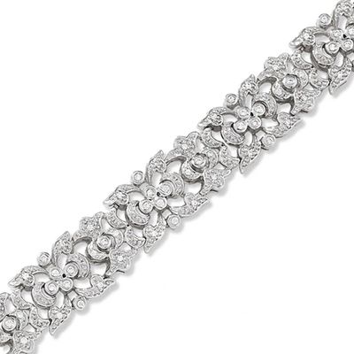 1/2 CT. T.w. Diamond Vintage-Style Scroll Bracelet in Sterling Silver