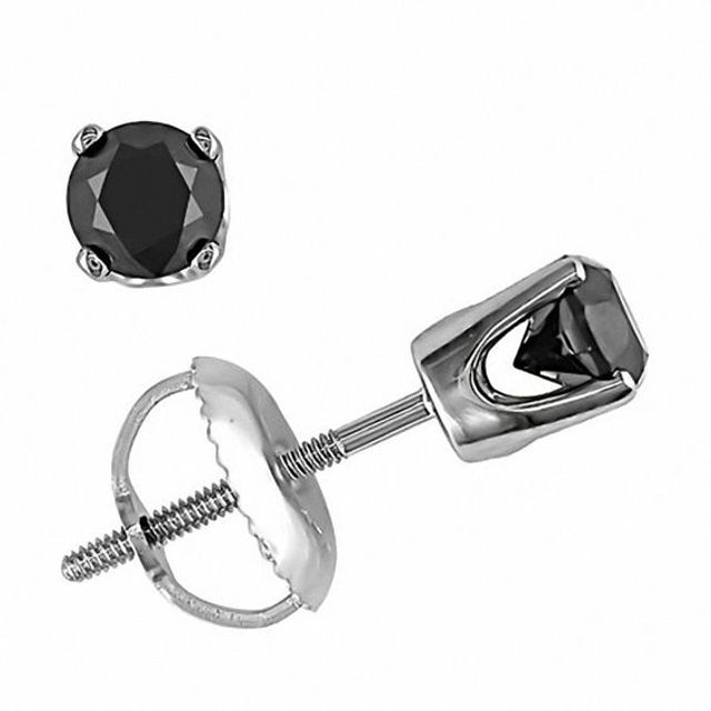 1 CT. T.w. Black Diamond Stud Earrings in 14K White Gold