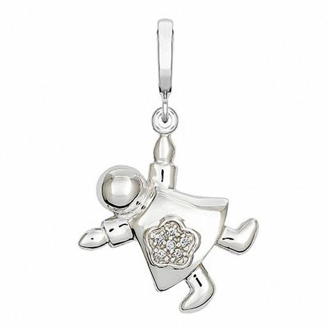 Diamond Accent Girl Charm in Sterling Silver