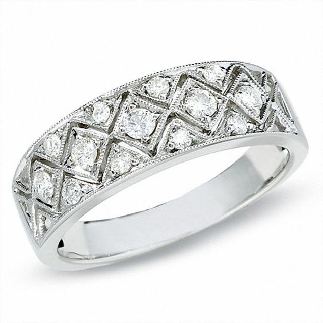 1/3 CT. T.w. Diamond Vintage Kite Band in 14K White Gold