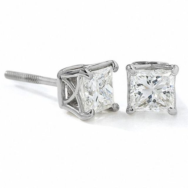 Celebration LuxÂ® 2 CT. T.w. Princess-Cut Diamond Solitaire Stud Earrings in 18K White Gold (I/Si2)