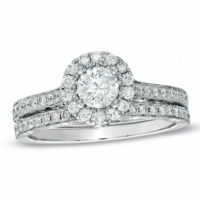 Celebration LuxÂ® 1 CT. T.w. Certified Diamond Framed Bridal Set in 18K White Gold (I/Si2)