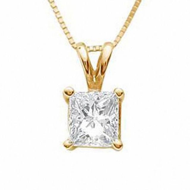 1 CT. Certified Princess-Cut Diamond Solitaire Pendant in 18K Gold (I/Si2)