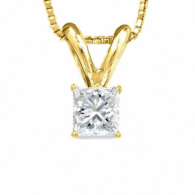1/2 CT. T.w. Certified Princess-Cut Diamond Solitaire Pendant in 18K Gold (I/Si2)