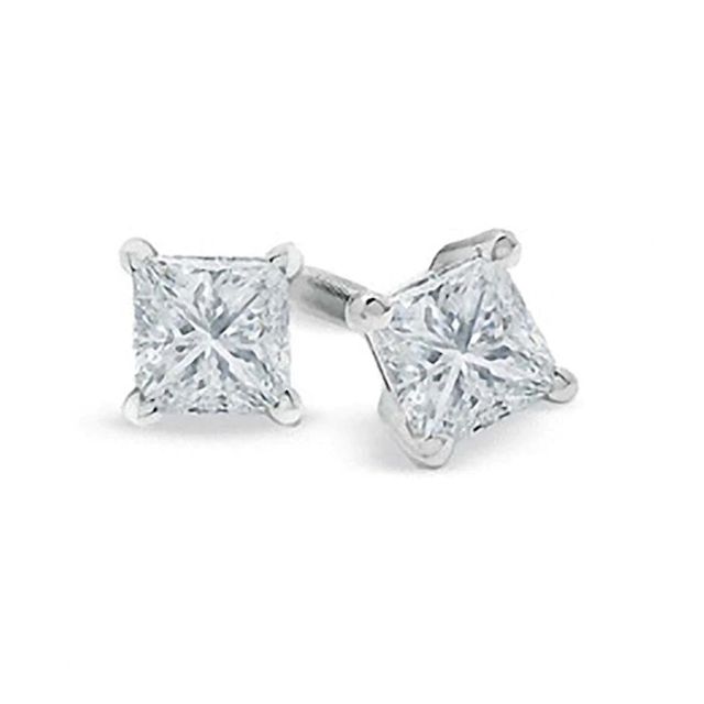 1/2 CT. T.w. Certified Princess-Cut Diamond Solitaire Stud Earrings in Platinum (I/Si2)