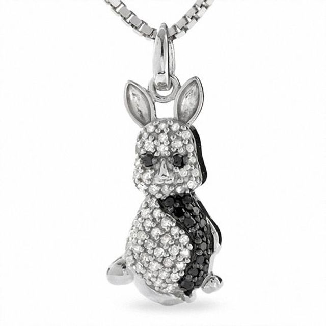 1/3 CT. T.w. Enhanced Black and White Diamond Rabbit Pendant in Sterling Silver