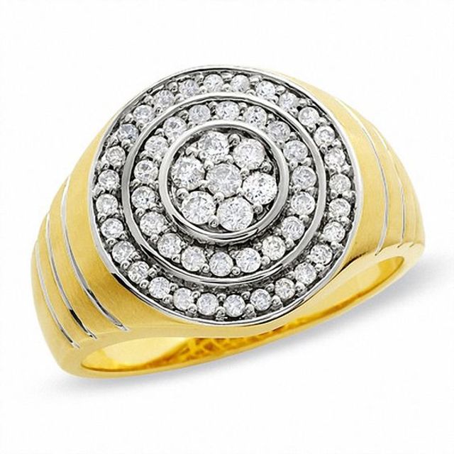 Men's 3/4 CT. T.w. Diamond Circle Cluster Ring in 14K Two-Tone Gold