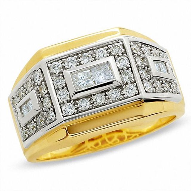 Men's 1 CT. T.w. Diamond Three Box Band in 14K Two-Tone Gold