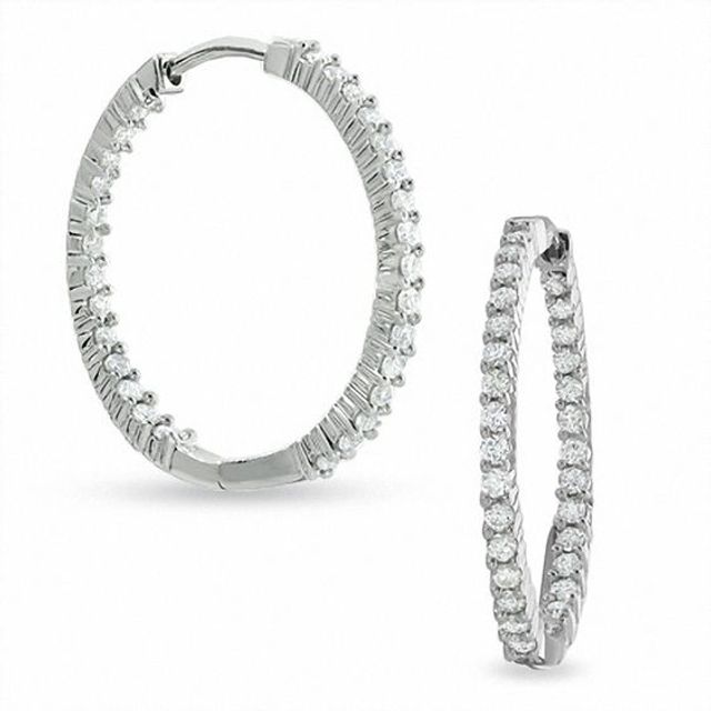 1 CT. T.w. Diamond Front and Back Hoop Earrings in 14K White Gold