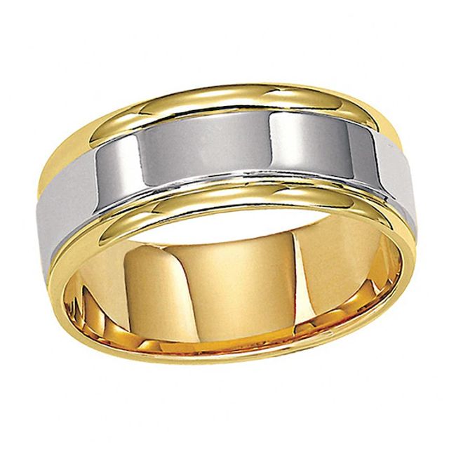 8.0mm Comfort Fit Wedding Band in 14K Two-Tone Gold