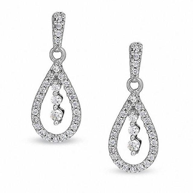 1/3 CT. T.w. Diamond Pear-Shaped Drop Earrings in 10K White Gold