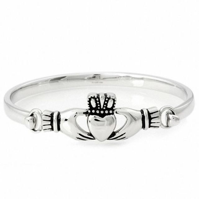 Claddagh Bangle in Stainless Steel - 7.5"