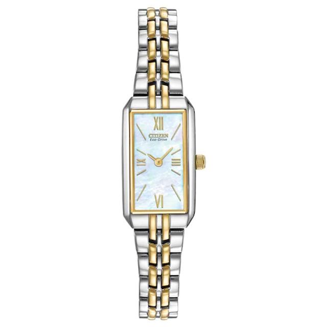 Ladies' Citizen Eco-DriveÂ® Silhouette Two-Tone Bracelet Watch with Mother-of-Pearl Dial (Model: Eg2694-59D)