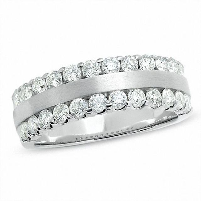 1 CT. T.w. Diamond Two Row Band in 14K White Gold