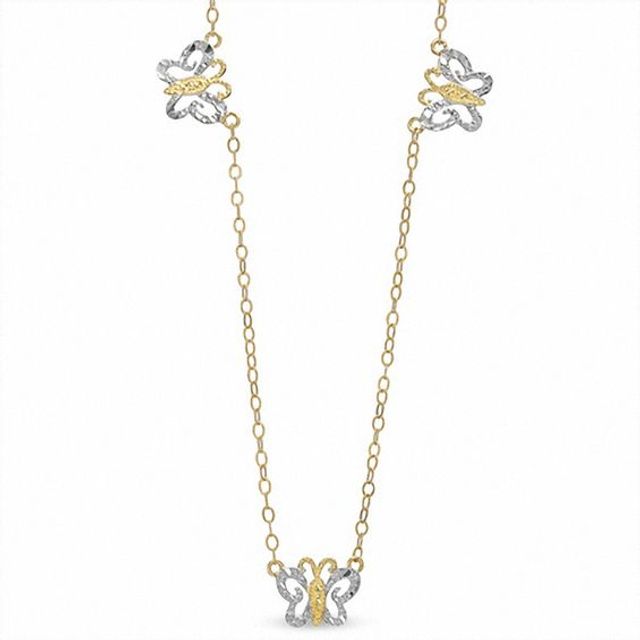 Adjustable Butterfly Anklet in 10K Two-Tone Gold
