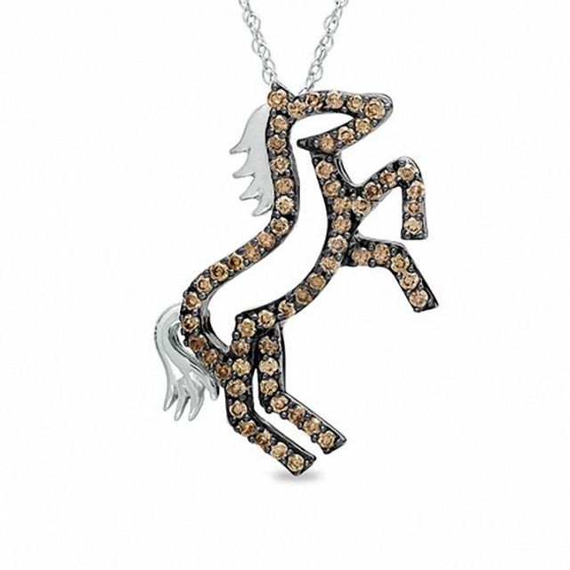 1/3 CT. T.w. Champagne Diamond Pony Pendant in 10K White Gold