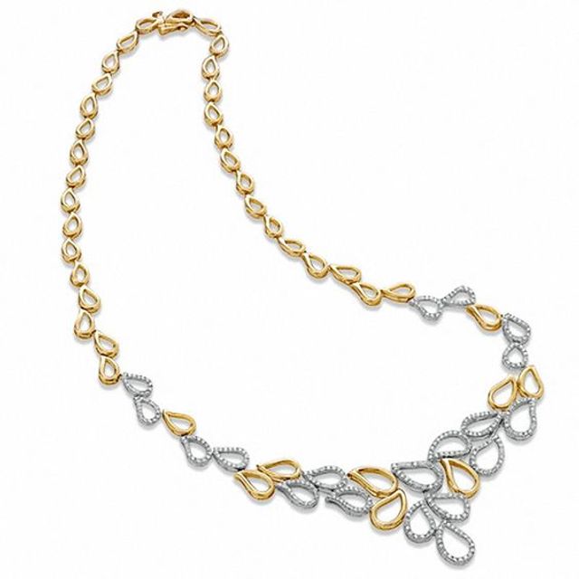 2 CT. T.w. Diamond Paisley Necklace in 14K Two-Tone Gold