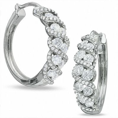 1 CT. T.w. Diamond Double Stone Curve Earrings in 10K White Gold