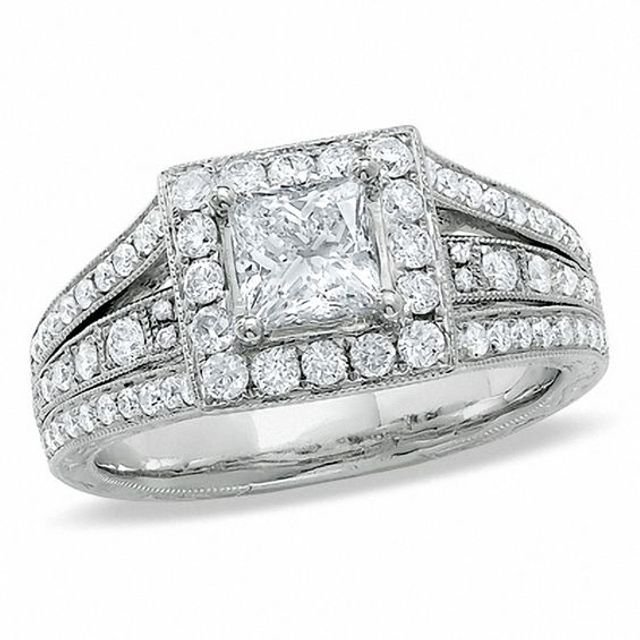 1-3/8 CT. T.w. Certified Princess-Cut Diamond Bridge Ring in 14K White Gold