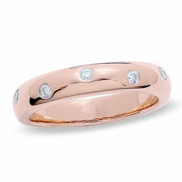 1/7 CT. T.w. Diamond Five Stone Flush Stack Band in 14K Rose Gold