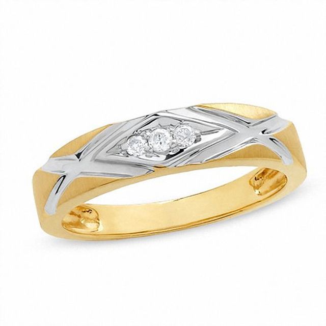 Ladies' Diamond Accent Wedding Band in 10K Two-Tone Gold