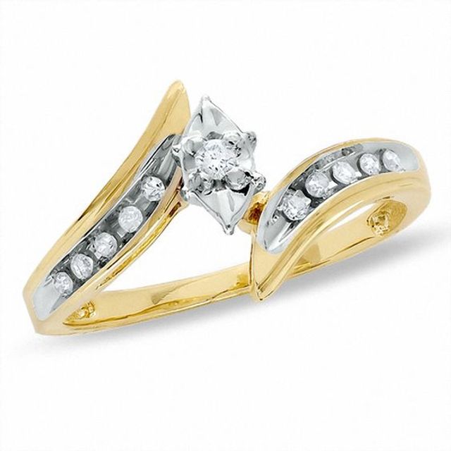 1/10 CT. T.w. Diamond Illusion Marquise Engagement Ring in 10K Gold
