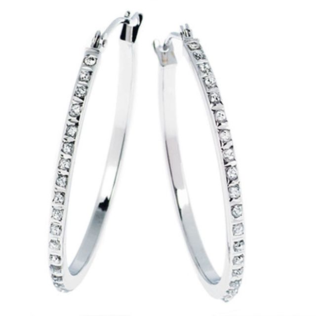 Diamond Fascinationâ¢ Large Round Hoop Earrings in 14K White Gold