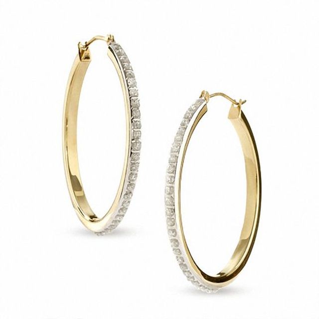 Diamond Fascinationâ¢ Large Round Hoop Earrings in 14K Gold